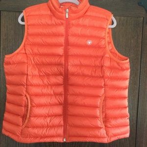 Ariat Vest Womens Medium Orange Ideal Down Lightweight Mock Neck Full Zip